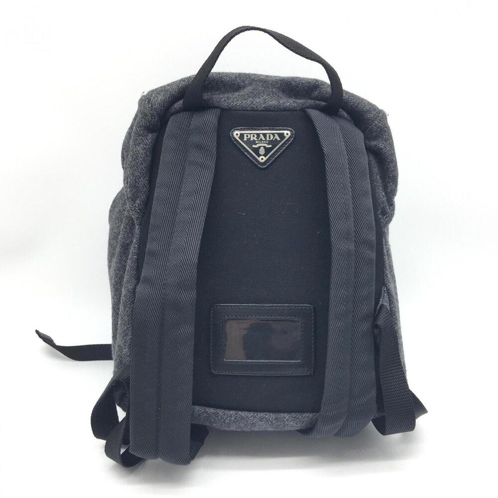 Authentic Prada Wool Leather Backpack Gray - image 3